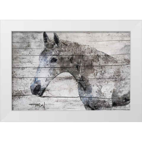 Gray Horse White Modern Wood Framed Art Print by Orlov, Irena