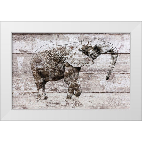 Rustic Elephant II White Modern Wood Framed Art Print by Orlov, Irena
