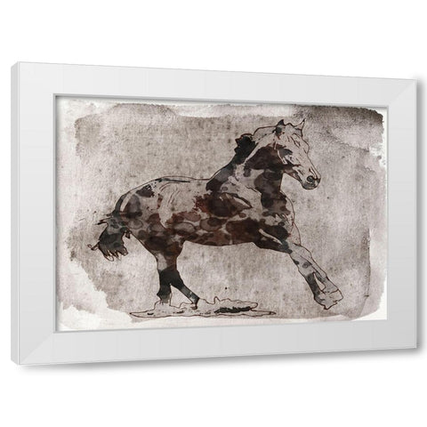 Beautiful horse running White Modern Wood Framed Art Print by Orlov, Irena