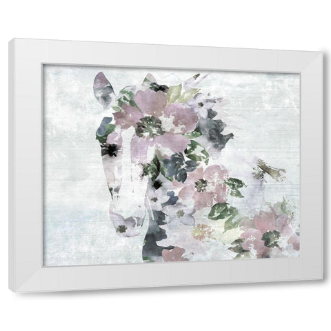 Vivid Floral Horse White Modern Wood Framed Art Print by Orlov, Irena
