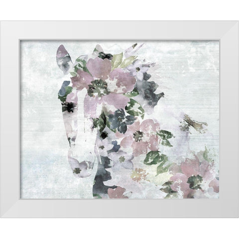 Vivid Floral Horse White Modern Wood Framed Art Print by Orlov, Irena