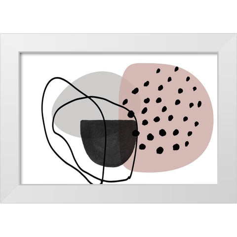 Pink Lines Minimalism White Modern Wood Framed Art Print by Orlov, Irena