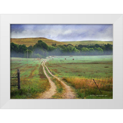 Tallgrass Road Hills and Hay Fields White Modern Wood Framed Art Print by Vest, Christopher