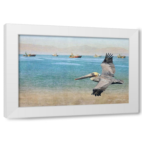 Open Ocean and Boats White Modern Wood Framed Art Print by Vest, Christopher