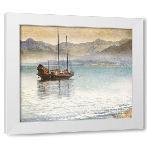 Vintage Ship White Modern Wood Framed Art Print by Vest, Christopher