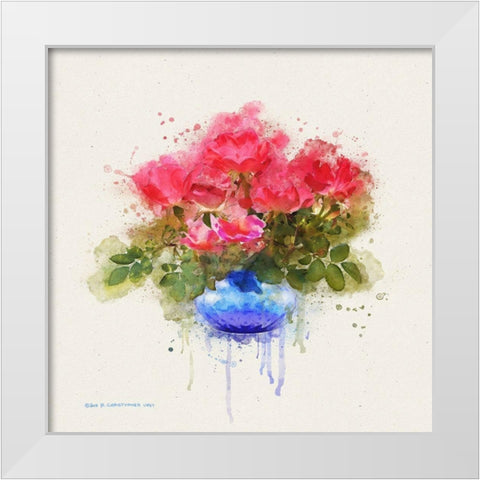 Watercolor Roses White Modern Wood Framed Art Print by Vest, Christopher