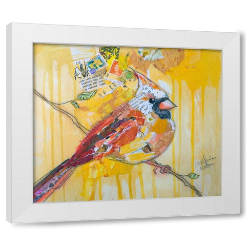 Female Cardinal White Modern Wood Framed Art Print by St Hilaire, Elizabeth