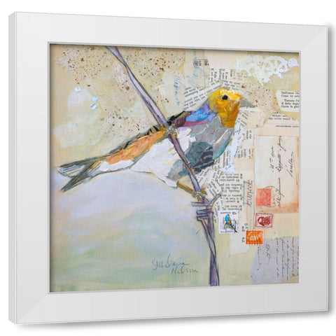 Finch on White White Modern Wood Framed Art Print by St Hilaire, Elizabeth