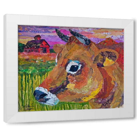 Jersey Cow Guy White Modern Wood Framed Art Print by St Hilaire, Elizabeth