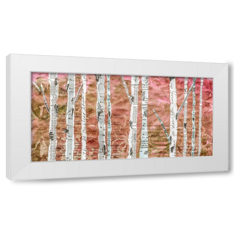 Birches Coral  White Modern Wood Framed Art Print by St Hilaire, Elizabeth