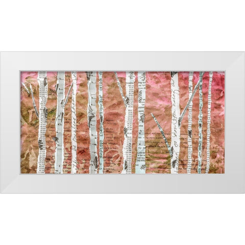 Birches Coral  White Modern Wood Framed Art Print by St Hilaire, Elizabeth