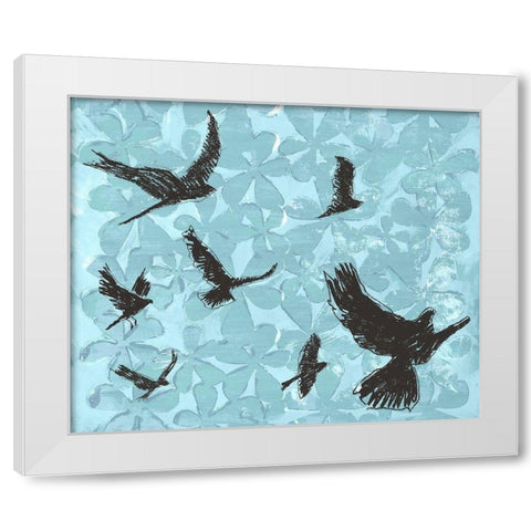 Birds on Light Blue White Modern Wood Framed Art Print by St Hilaire, Elizabeth