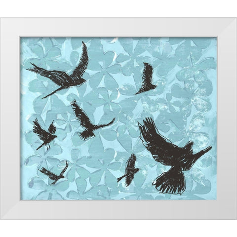 Birds on Light Blue White Modern Wood Framed Art Print by St Hilaire, Elizabeth