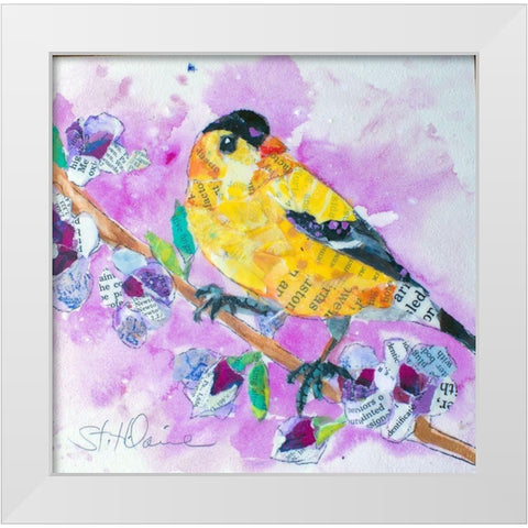 Pinch of Gold Finch White Modern Wood Framed Art Print by St Hilaire, Elizabeth