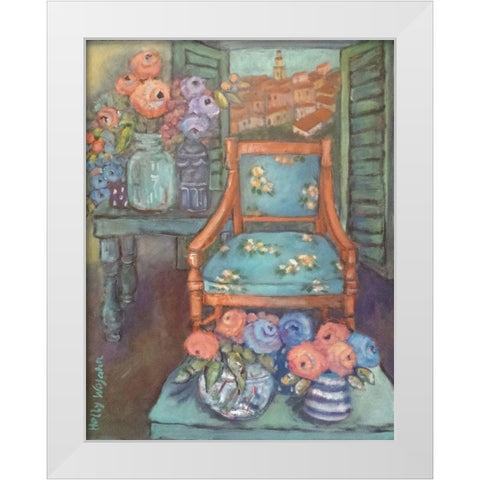 The Salon Full of Flowers White Modern Wood Framed Art Print by Wojahn, Holly