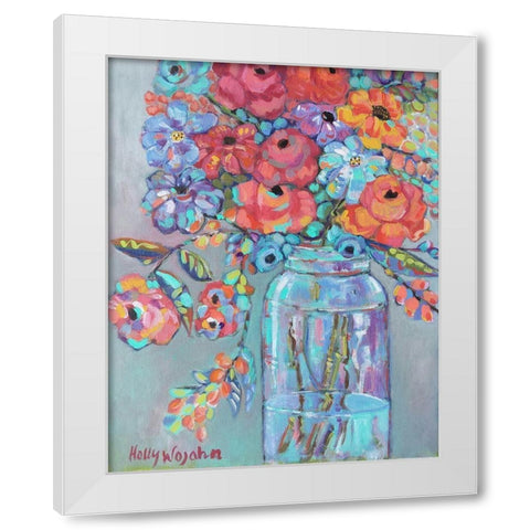 More Flowers in a Jar White Modern Wood Framed Art Print by Wojahn, Holly