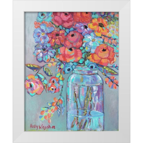 More Flowers in a Jar White Modern Wood Framed Art Print by Wojahn, Holly