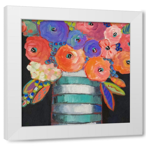 Orange-Purple-and Stripes White Modern Wood Framed Art Print by Wojahn, Holly