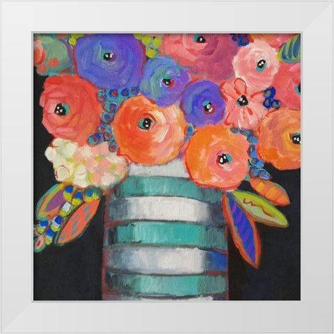 Orange-Purple-and Stripes White Modern Wood Framed Art Print by Wojahn, Holly