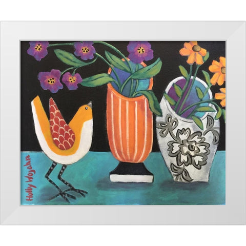 Two More Cheery Vases and a Chirp More White Modern Wood Framed Art Print by Wojahn, Holly