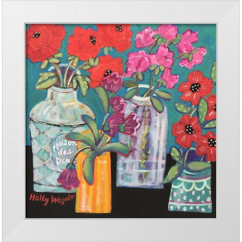 Linger Longer Loverlies White Modern Wood Framed Art Print by Wojahn, Holly