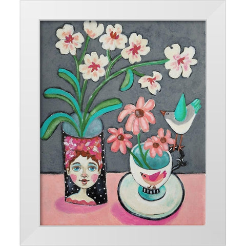 Face Vase and Other Stuff White Modern Wood Framed Art Print by Wojahn, Holly