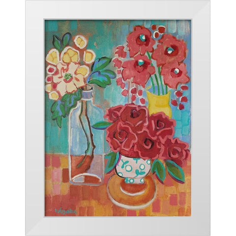 Hello There Coral White Modern Wood Framed Art Print by Wojahn, Holly