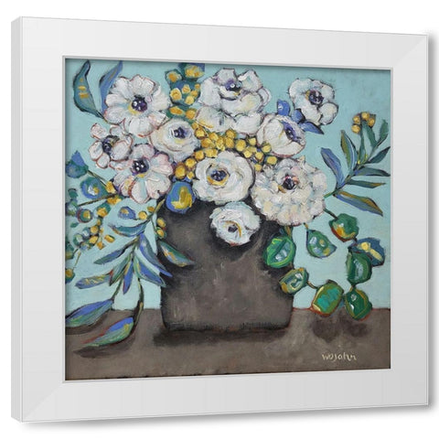 White Flowers White Modern Wood Framed Art Print by Wojahn, Holly