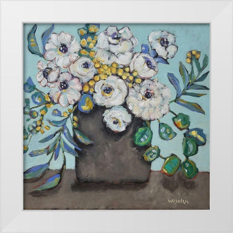 White Flowers White Modern Wood Framed Art Print by Wojahn, Holly