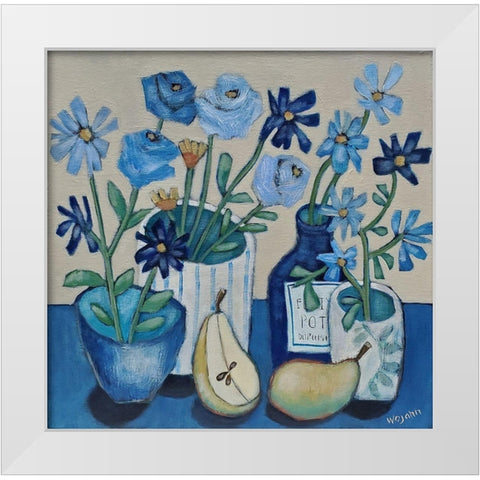 Kobe Blues White Modern Wood Framed Art Print by Wojahn, Holly