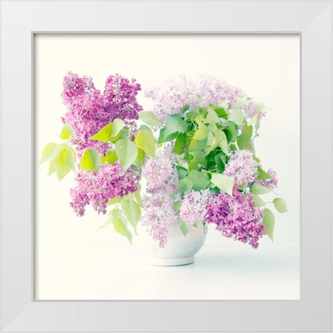 Lilac Bouquet White Modern Wood Framed Art Print by Stalus, Judy