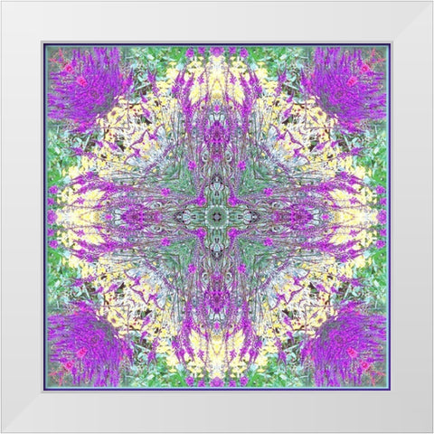 Mandala Larkspur White Modern Wood Framed Art Print by Stalus, Judy