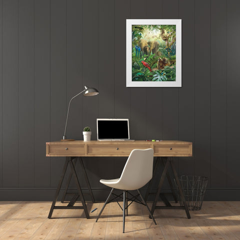 Jungle Mix II White Modern Wood Framed Art Print by Hunziker, Steve