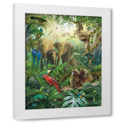 Jungle Mix II White Modern Wood Framed Art Print by Hunziker, Steve