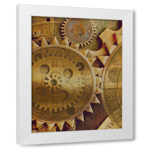 Grunge Bitcoin  White Modern Wood Framed Art Print by Hunziker, Steve
