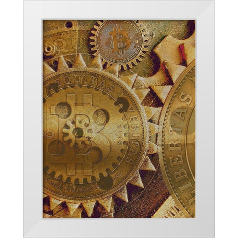 Grunge Bitcoin  White Modern Wood Framed Art Print by Hunziker, Steve