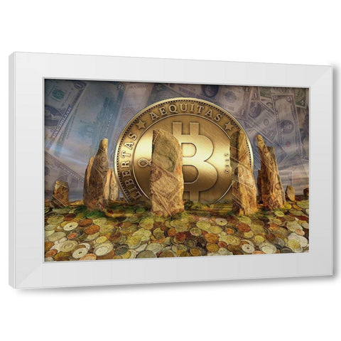 Bitcoin New Age I White Modern Wood Framed Art Print by Hunziker, Steve