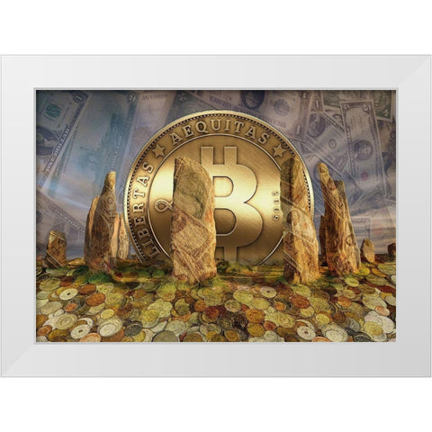 Bitcoin New Age I White Modern Wood Framed Art Print by Hunziker, Steve