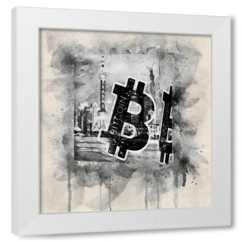 Bitcoin Block White Modern Wood Framed Art Print by Surma, Agata
