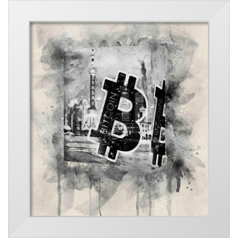 Bitcoin Block White Modern Wood Framed Art Print by Surma, Agata