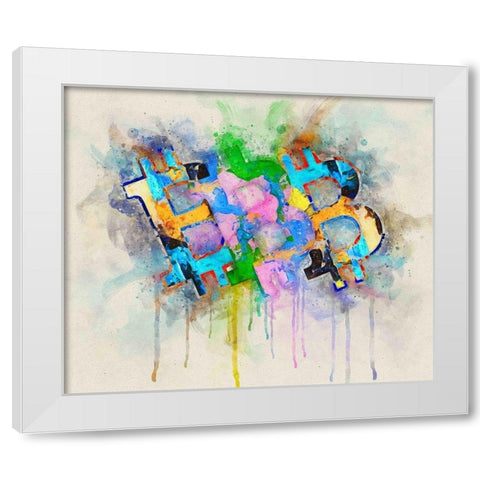 Bitcoin Abstract White Modern Wood Framed Art Print by Surma, Agata