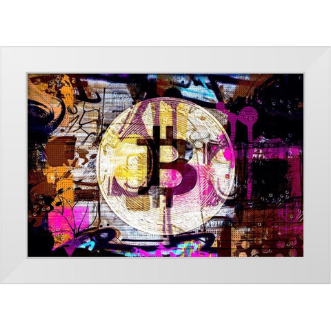 Crypto Currency Bitcoin I White Modern Wood Framed Art Print by Orlov, Irena