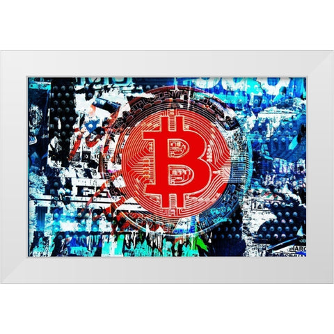 Crypto Currency Bitcoin Graffiti IV White Modern Wood Framed Art Print by Orlov, Irena