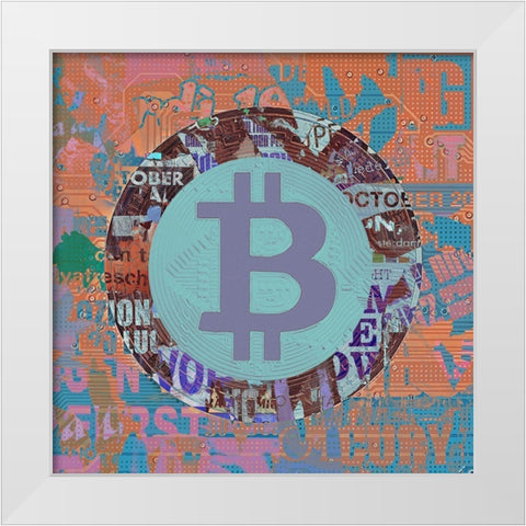 Bitcoin Crypto Currency IV White Modern Wood Framed Art Print by Orlov, Irena