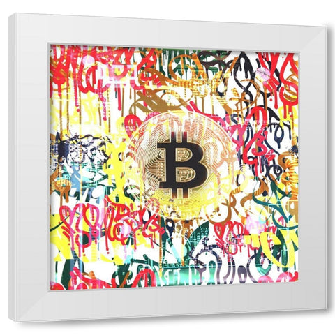Bitcoin Graffiti Art I White Modern Wood Framed Art Print by Orlov, Irena