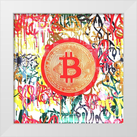 Bitcoin Graffiti Art II White Modern Wood Framed Art Print by Orlov, Irena