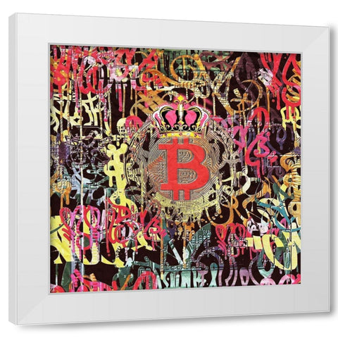 Bitcoin Graffiti Art III White Modern Wood Framed Art Print by Orlov, Irena