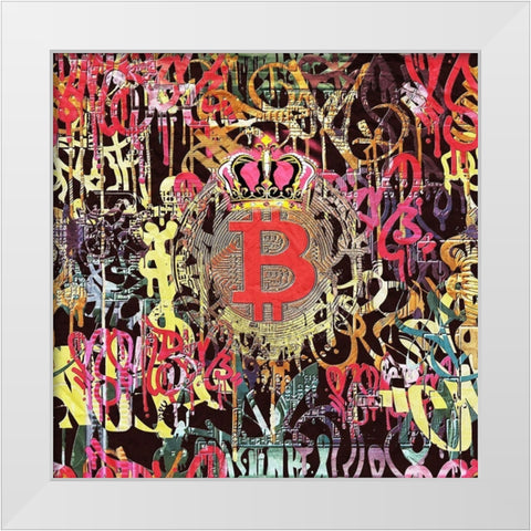 Bitcoin Graffiti Art III White Modern Wood Framed Art Print by Orlov, Irena