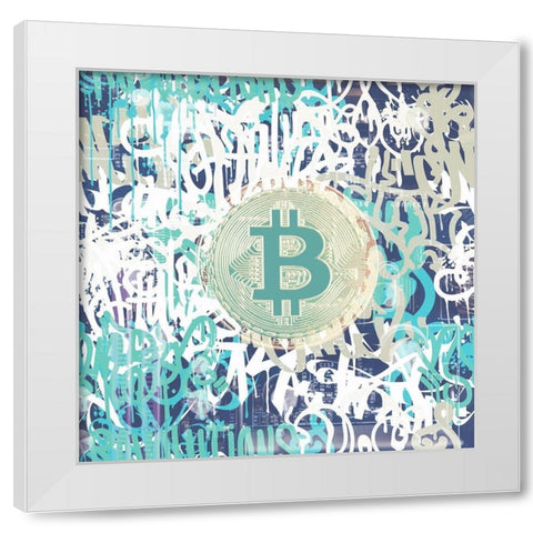 Bitcoin Graffiti Art VI White Modern Wood Framed Art Print by Orlov, Irena