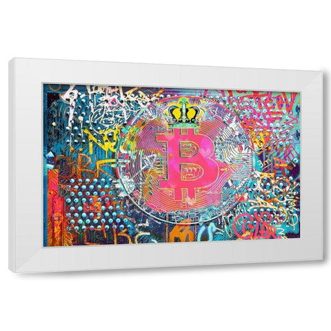 Bitcoin Graffiti Art VIII White Modern Wood Framed Art Print by Orlov, Irena